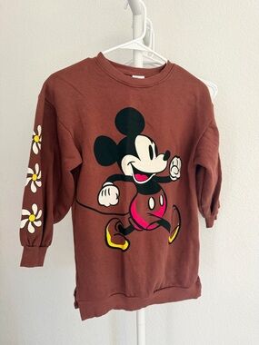 Zara Disney Mickey Mouse Brown Kids Sweatshirt Top